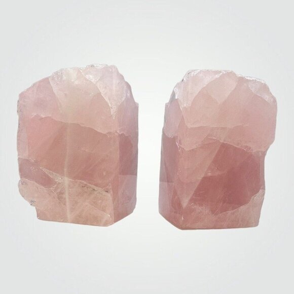 Crystal Bookends, Rose Quartz w/ Natural Characteristics & Black Tourmaline Mark - Picture 4 of 9